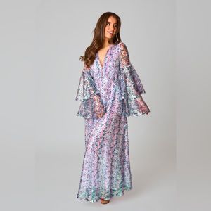 Buddy Love Sequin Maxi Dress - Colette Long Sleeve Maxi Dress in Flash